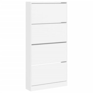 vidaXL Armoire à chaussures 4 tiroirs rabattables blanc 80x21x163 5 cm