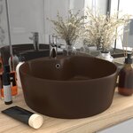 vidaXL Lavabo avec trop-plein Marron foncé mat 36x13 cm Céramique