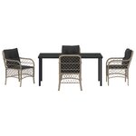 vidaXL Ensemble de salle à manger de jardin de 5 pièces avec coussins gris clair en poly rattan