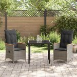 vidaXL Ensemble de salle à manger pour jardin 3 Pièces Gris Poly rotin