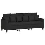 vidaXL Canapé à 3 places avec repose-pieds Noir 180 cm Tissu