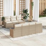 vidaXL Ensemble de canapé de jardin 8 Pièces Beige  Crème 55 x 55 x 37 cm