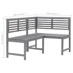 vidaXL Banc d'angle de jardin Gris 140 cm Bois solide d'acacia