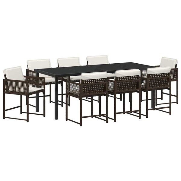 vidaXL Ensemble de salle à manger pour jardin 9 Pièces Marron polyrotin