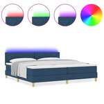 vidaXL Lit à ressorts avec matelas et LED bleu 200x200 cm tissu