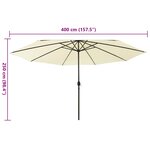 vidaXL Parasol de jardin avec lumières LED et mât en métal 400cm sable
