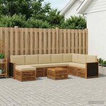 vidaXL Ensemble de canapés d'extérieur avec coussin 7 Pièces Naturel