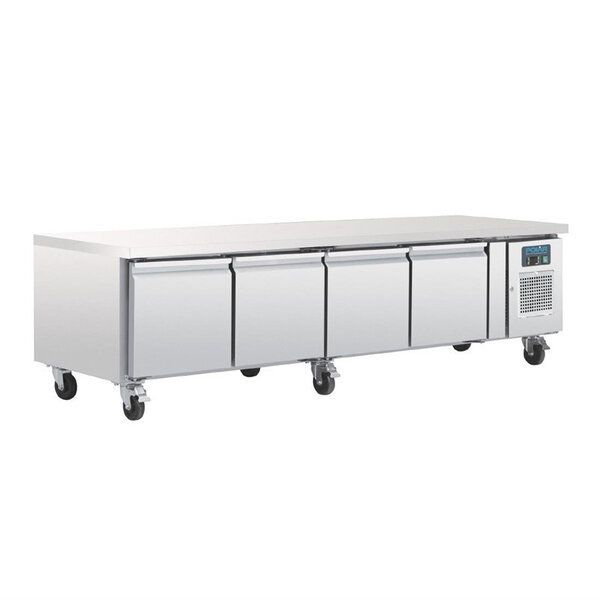 Soubassement réfrigéré professionnel positif  4 portes - 420 l - polar - r600a - acier inoxydable4420pleine/battante 2230x700x650mm