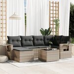 vidaXL Salon de jardin avec coussins 7 Pièces gris clair résine tressée