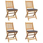 vidaXL Chaise pliante 4 Pièces Gris 49 x 57.5 x 92cm Bois d'acacia massif