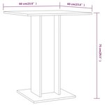 vidaXL Table de bistro Chêne fumé 60x60x75 cm Bois d'ingénierie