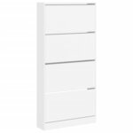 vidaXL Armoire à chaussures 4 tiroirs rabattables blanc 80x21x163 5 cm
