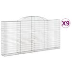 vidaXL Paniers à gabions arqués 9 Pièces 300x30x140/160 cm fer galvanisé