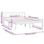 vidaXL Cadre de lit sans matelas blanc bois massif 140x190 cm