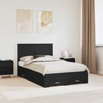 vidaXL Cadre de lit avec tiroir Noir 135 x 190 cm Bois d'ingénierie