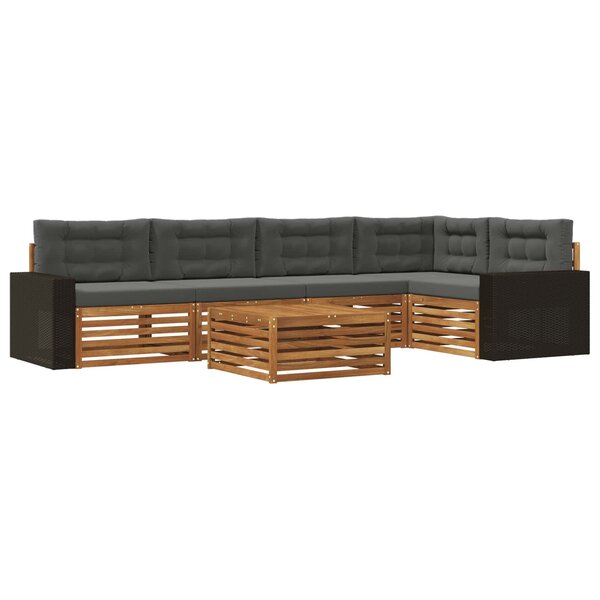 vidaXL Ensemble de canapés d'extérieur 6 Pièces Naturel et Anthracite