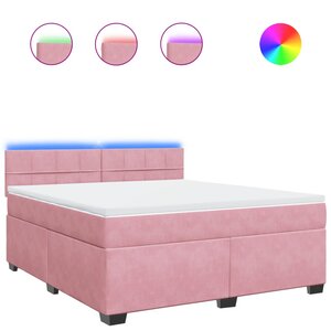 vidaXL Sommier à lattes de lit avec matelas Rose 180x200 cm Velours