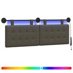 vidaXL Tête de lit suspendue Avec lumière LED Gris Simili cuir