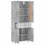 vidaXL Buffet haut Gris béton 69 5x34x180 cm Bois d'ingénierie