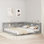 vidaXL Lit bibliothèque avec tête de lit 2 Pièces Gris béton 180 x 200 cm