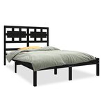 vidaXL Cadre de lit Noir Bois massif 140x190 cm