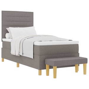 vidaXL Lit à ressorts avec matelas Taupe 90 x 190 cm tissu
