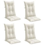 vidaXL Coussins de chaise à dossier haut lot de 4 crème mélangé tissu