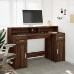 vidaXL Bureau et lumières LED chêne marron bois d'ingénierie