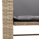 vidaXL Canapé de jardin 2 places avec table et tabourets beige rotin