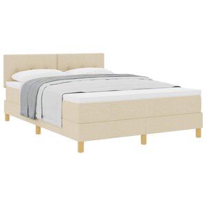 vidaXL Lit à ressorts avec coussin Crème 140 x 200 cm tissu