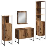 vidaXL Ensemble meubles salle de bain 4 pièces Bois vieilli Bois d'ingénierie