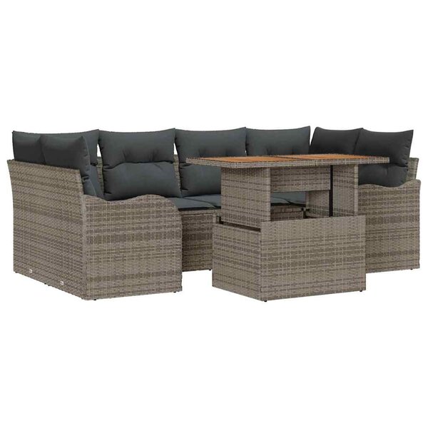 vidaXL Ensemble de canapé de jardin 7 Pièces Gris 100 x 55 x 73 cm