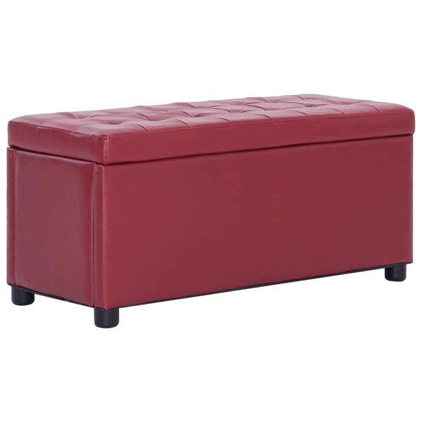 Banquette pouf tabouret meuble pouf de rangement 87 cm rouge bordeaux synthétique 3002087