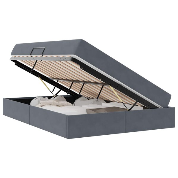 vidaXL Lit avec rangement et matelas Gris foncé 140 x 200 cm Velours