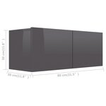 vidaXL Meuble TV Gris brillant 80x30x30 cm Aggloméré