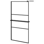 vidaXL Paroi de douche avec étagère Noir 100x195cm Verre ESG&Aluminium