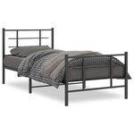 vidaXL Cadre de lit métal sans matelas avec pied de lit noir 90x200 cm