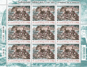 Feuille de 9 timbres - Théodore Géricault  - Lettre verte