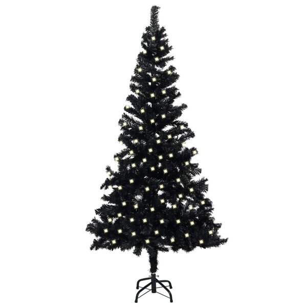 vidaXL Sapin de Noël artificiel pré-éclairé et support noir 240 cm PVC
