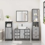 vidaXL Ensemble de meubles de salle de bain 3 Pièces Sonoma gris
