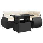 vidaXL Salon de jardin 5 Pièces avec coussins noir résine tressée