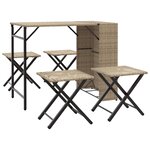 vidaXL Ensemble à manger de jardin 5 Pièces pliable beige résine tressée