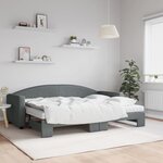 vidaXL Lit de jour avec gigogne et matelas gris foncé 80x200 cm tissu
