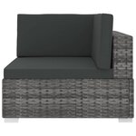 vidaXL Chaise d'angle 1 pc et coussins Résine tressée Gris