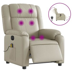 vidaXL Fauteuil de massage inclinable électrique crème similicuir