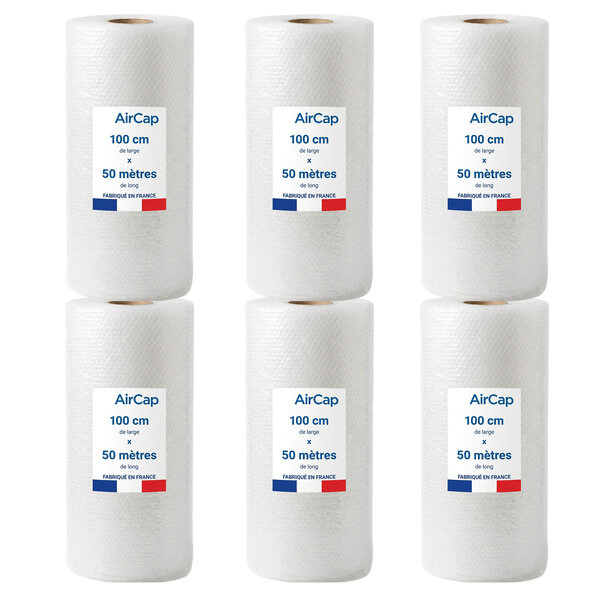 6 rouleaux de film papier bulle tricouche Aircap largeur 100 cm x longueur 50 mètres