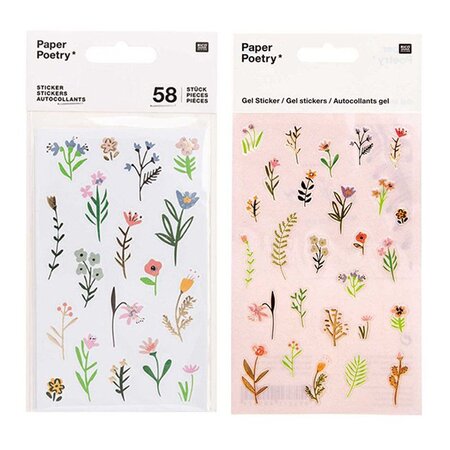 2 planches de stickers gel Fleurs