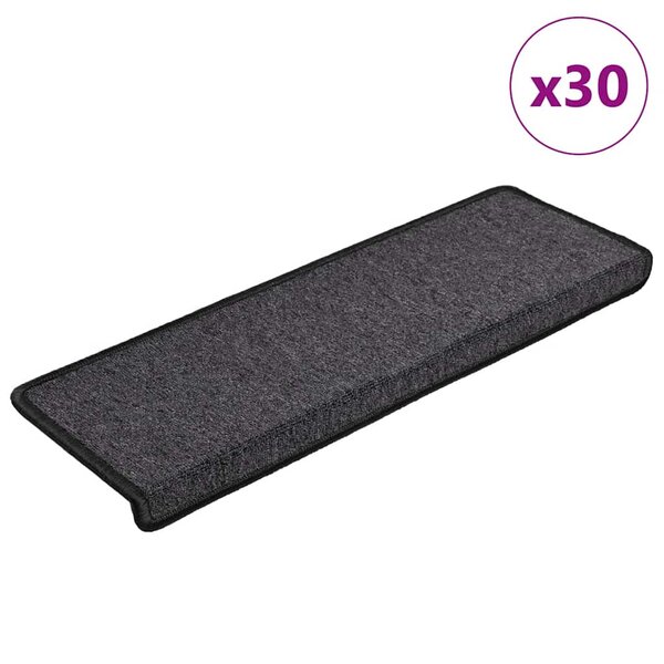 vidaXL Tapis d'escalier 30 pièces 65 x 21 x 4 cm Anthracite Bord rectangulaire