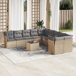 vidaXL Salon de jardin 11 Pièces avec coussins beige résine tressée