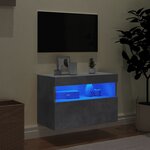 vidaXL Meuble TV mural avec lumières LED gris béton 60x30x40 cm